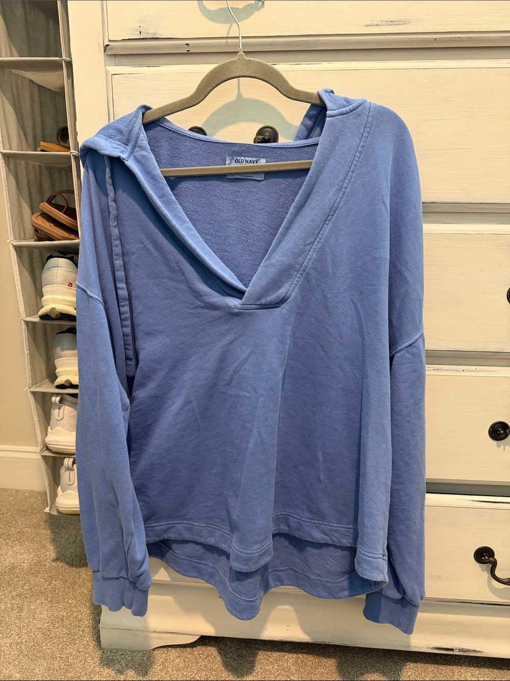 Old Navy Slate Blue V-Neck Hooded Women’s Hoodie